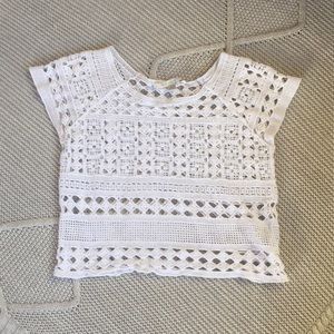 LC White Crochet Cropped Shirt